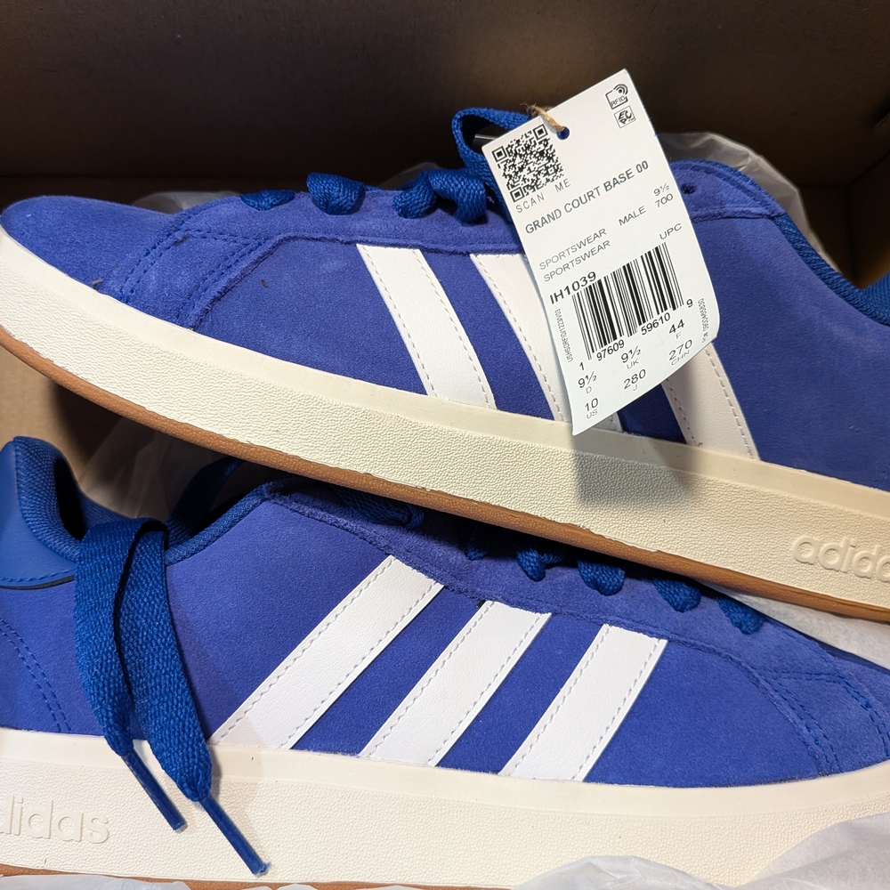 adidas Blue & White Grand Court Base Sneakers